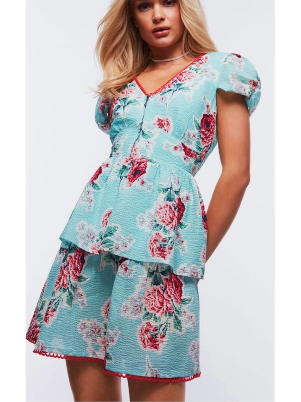 Betsey Johnson Time For Tea Tiered Tea Dress in Pastel Turquoise Size XL